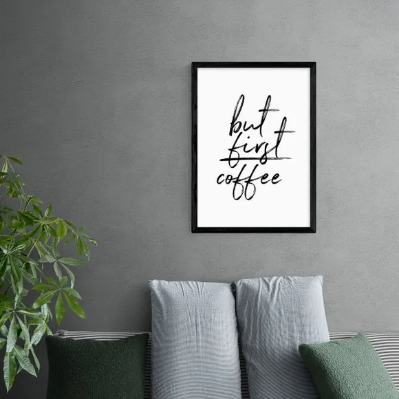 Coffee Typography Wall Print - Black, Paper