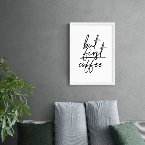 Coffee Typography Wall Print - Black, Paper