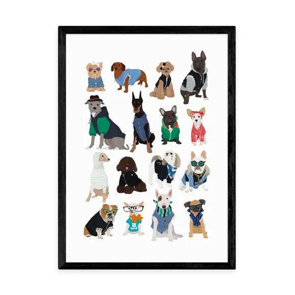 Cool Dogs Wall Print - Multicolor