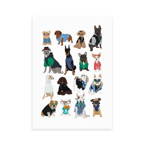 Cool Dogs Wall Print - Multicolor