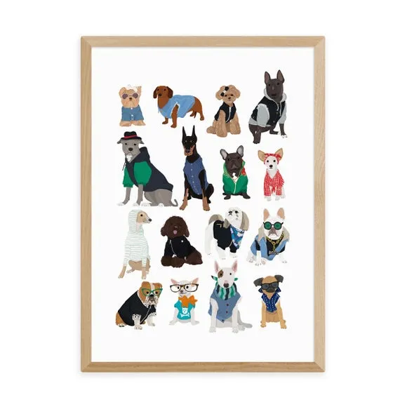 Cool Dogs Wall Print - Multicolor
