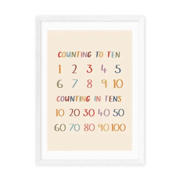 Counting Print Educational Wall Art - Cream