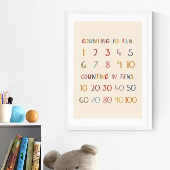 Counting Print Educational Wall Art - Cream