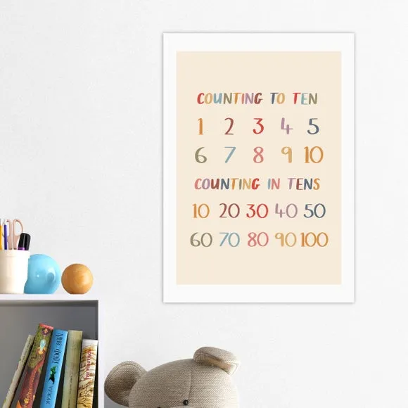 Counting Print Educational Wall Art - Cream