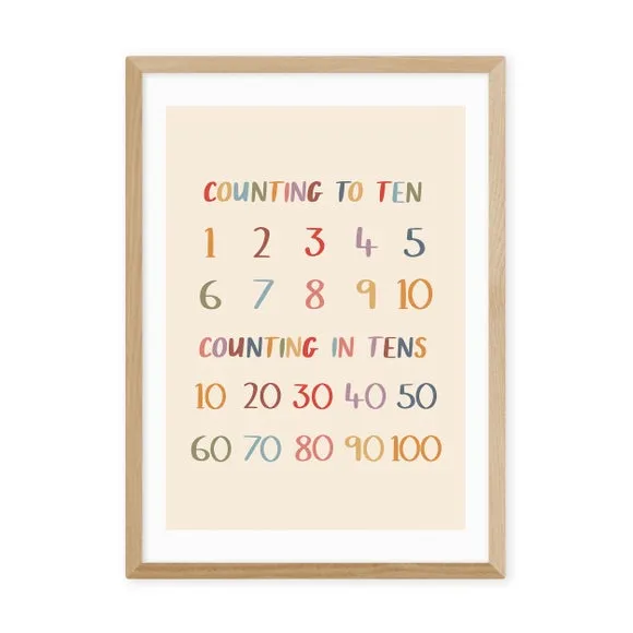 Counting Print Educational Wall Art - Cream