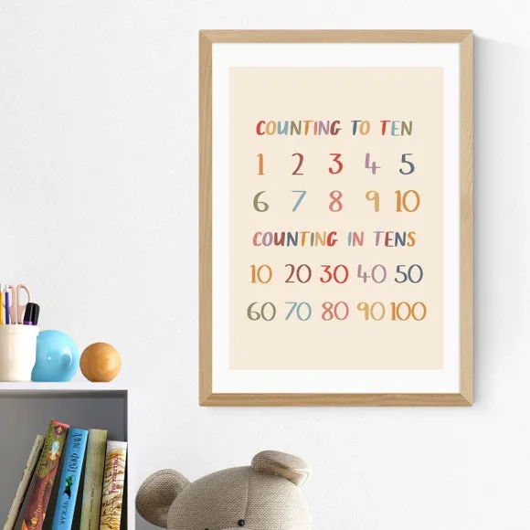 Counting Print Educational Wall Art - Cream