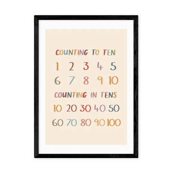 Counting Print Educational Wall Art - Cream