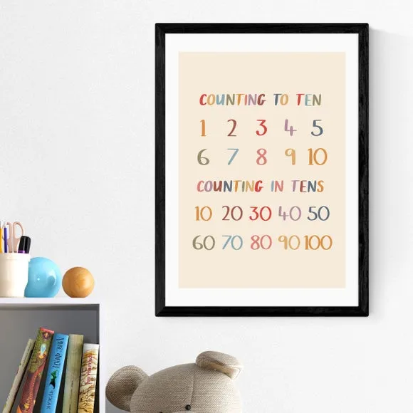 Counting Print Educational Wall Art - Cream