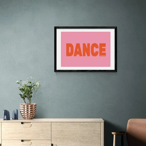 Dance Typography Framed Print - Pink