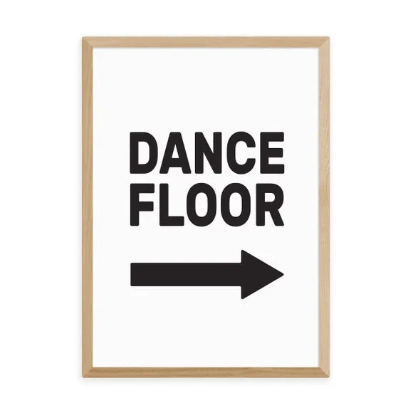Dancefloor Typography Framed Print - Black
