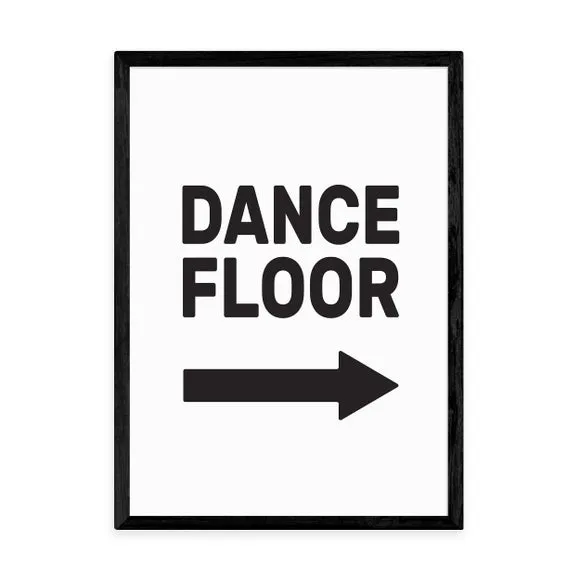 Dancefloor Typography Framed Print - Black