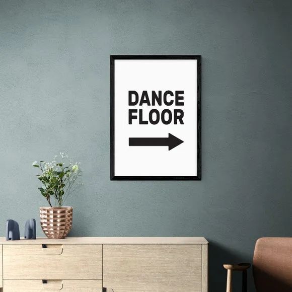 Dancefloor Typography Framed Print - Black