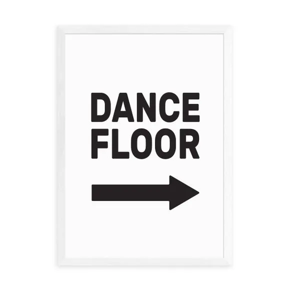 Dancefloor Typography Framed Print - Black