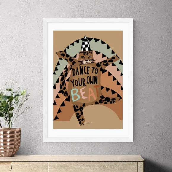 Dancing Leopard Wall Print - Brown, Paper