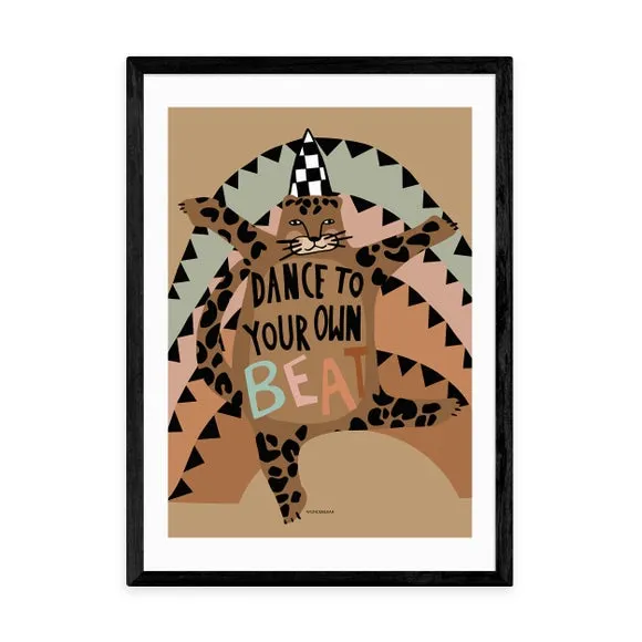 Dancing Leopard Wall Print - Brown, Paper