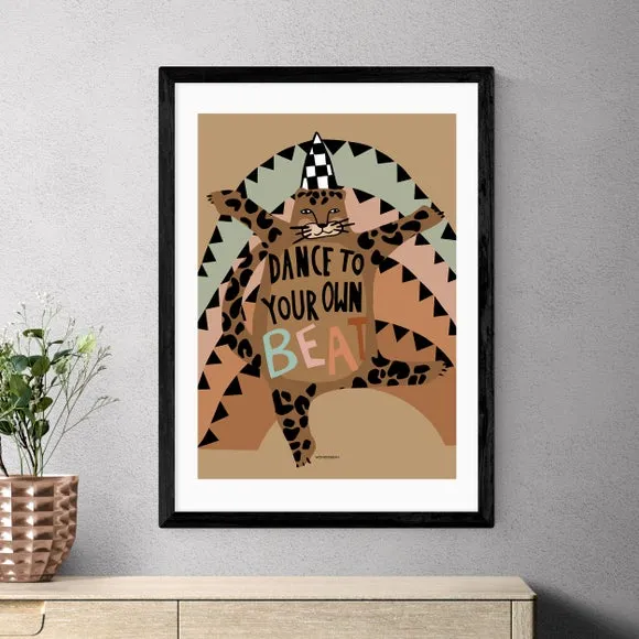 Dancing Leopard Wall Print - Brown, Paper