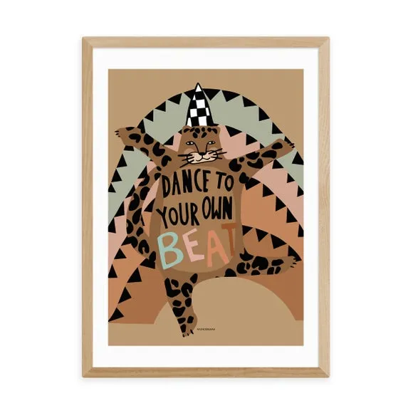 Dancing Leopard Wall Print - Brown, Paper