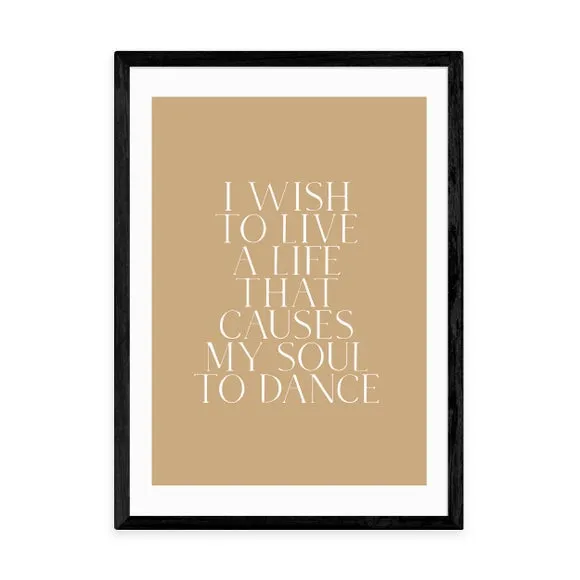 Dancing Soul Typographic Print - Brown, Paper