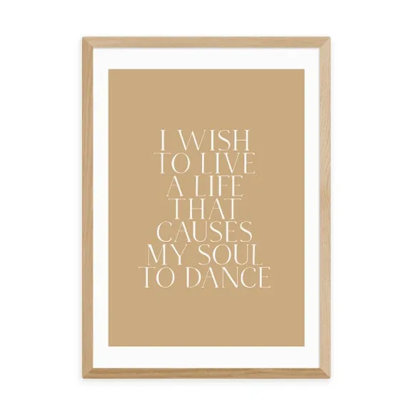 Dancing Soul Typographic Print - Brown, Paper