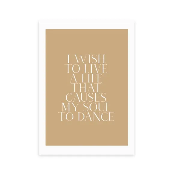 Dancing Soul Typographic Print - Brown, Paper
