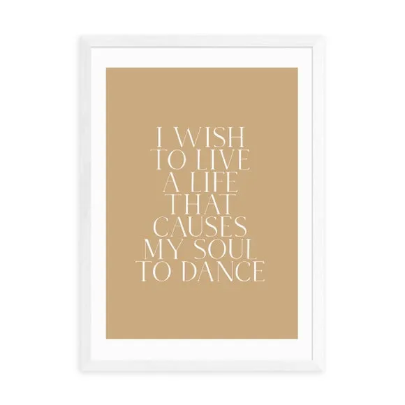 Dancing Soul Typographic Print - Brown, Paper