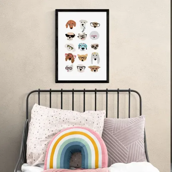 Dogs in Glasses Wall Print - Multicolor, Paper