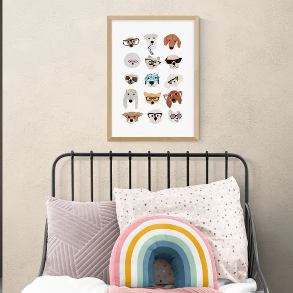 Dogs in Glasses Wall Print - Multicolor, Paper