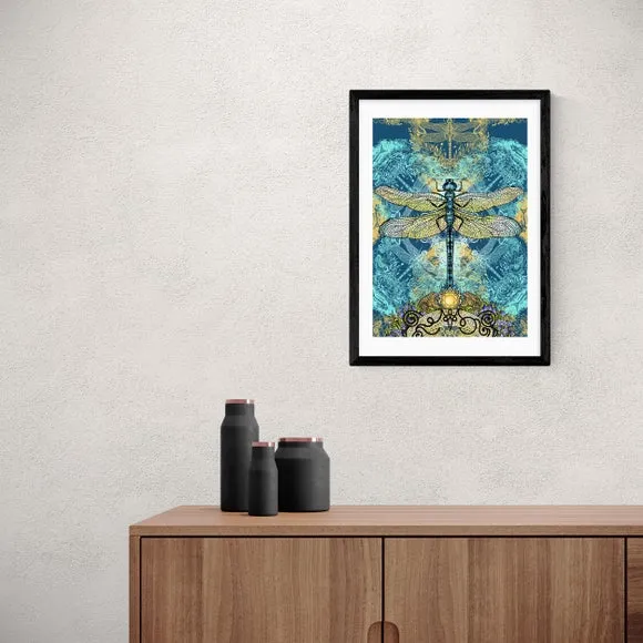 Dragonfly Wall Art Print - Blue, Paper