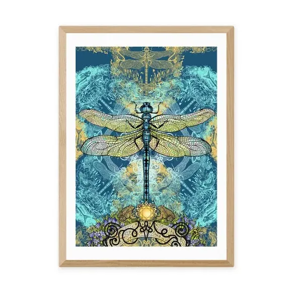 Dragonfly Wall Art Print - Blue, Paper