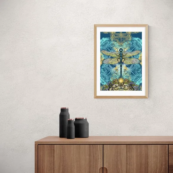 Dragonfly Wall Art Print - Blue, Paper