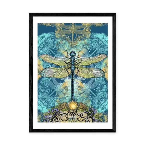 Dragonfly Wall Art Print - Blue, Paper
