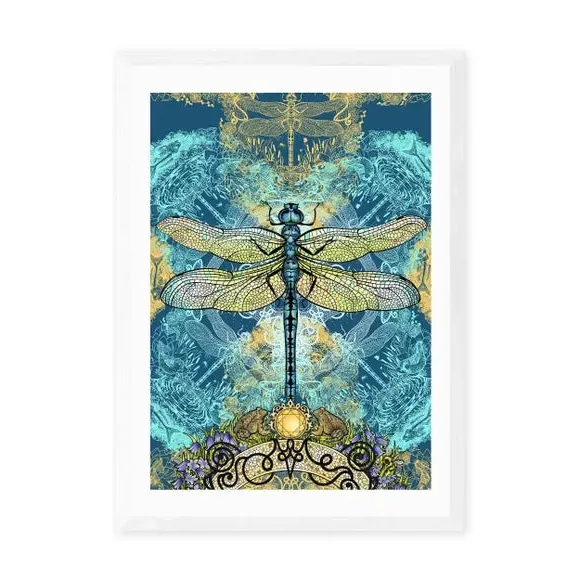 Dragonfly Wall Art Print - Blue, Paper
