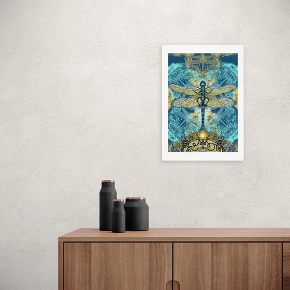 Dragonfly Wall Art Print - Blue, Paper image