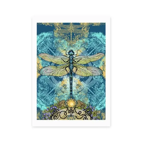 Dragonfly Wall Art Print - Blue, Paper