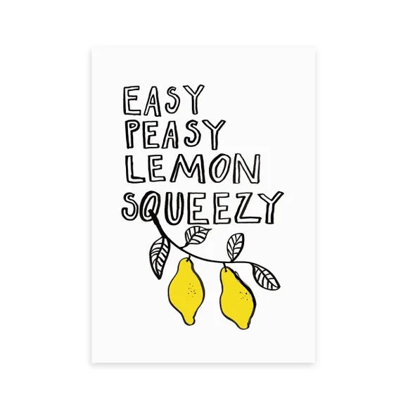 Easy Peasy Lemon Wall Print - Yellow