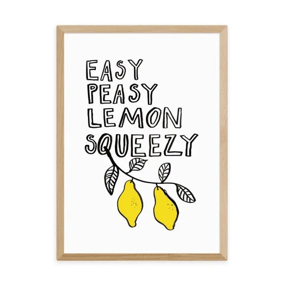 Easy Peasy Lemon Wall Print - Yellow