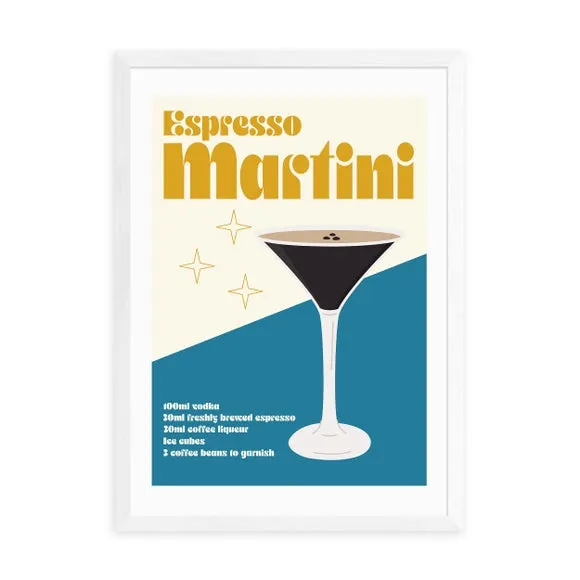 Espresso Martini Cocktail Framed Print - Blue