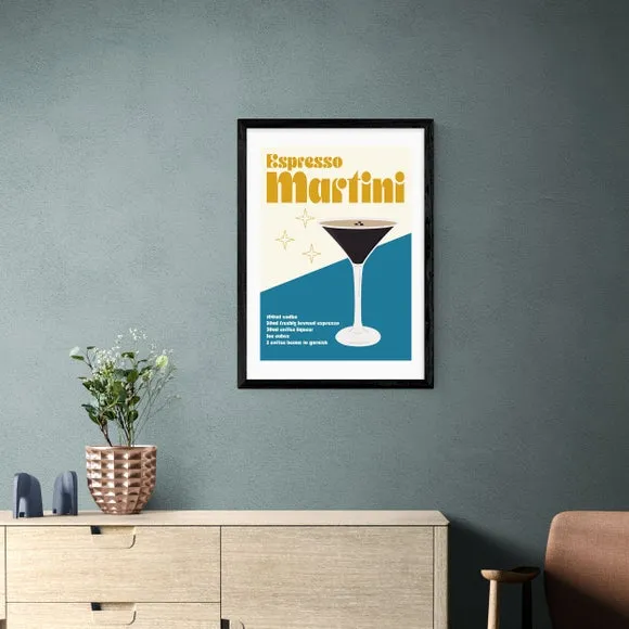 Espresso Martini Cocktail Framed Print - Blue