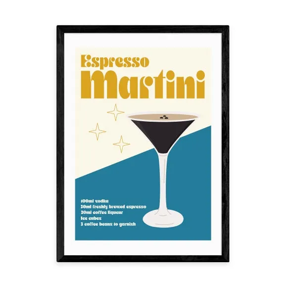 Espresso Martini Cocktail Framed Print - Blue