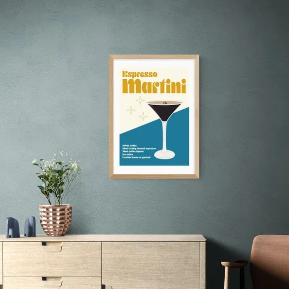 Espresso Martini Cocktail Framed Print - Blue
