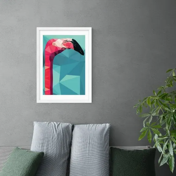 Flamingo Head Print - Multicolor, Paper