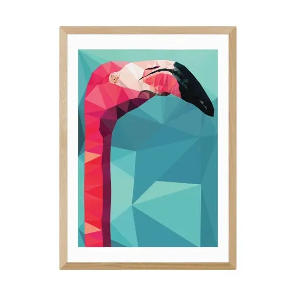 Flamingo Head Print - Multicolor, Paper