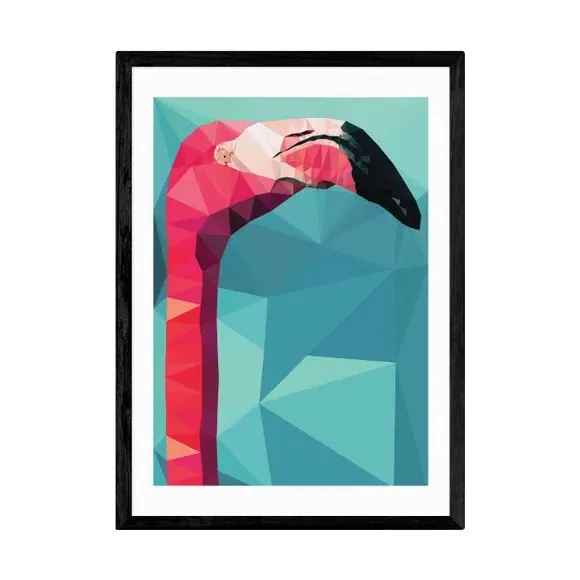 Flamingo Head Print - Multicolor, Paper
