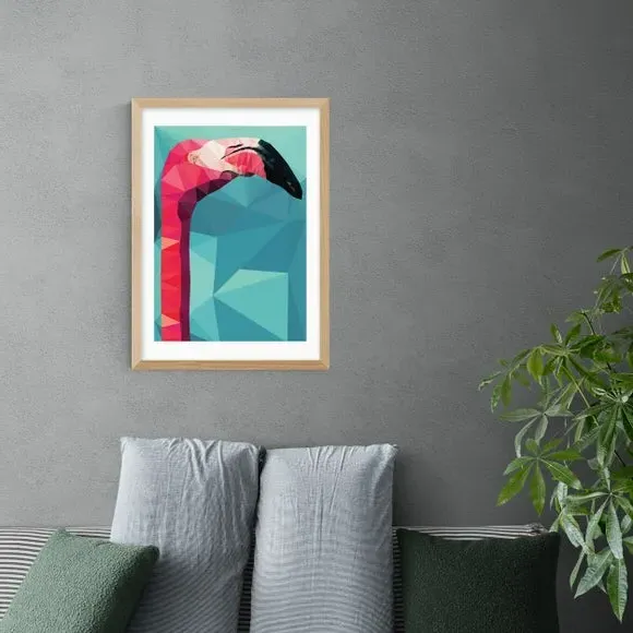 Flamingo Head Print - Multicolor, Paper