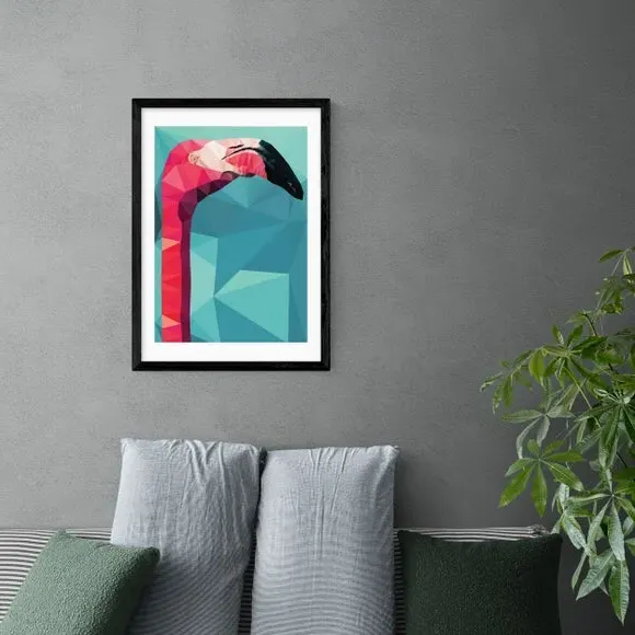 Flamingo Head Print - Multicolor, Paper
