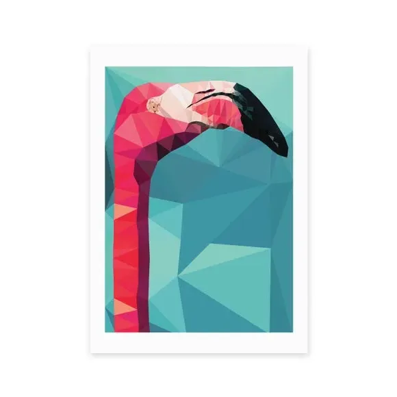 Flamingo Head Print - Multicolor, Paper image