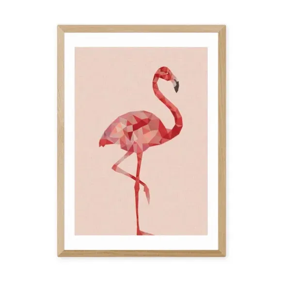 Flamingo Wall Print - Pink, Archival Paper