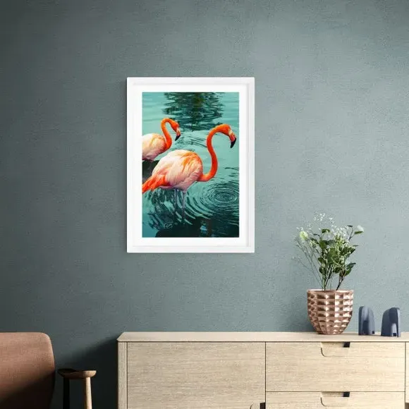 Flamingo Wall Print - Pink, Paper