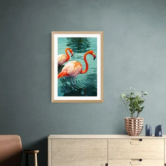 Flamingoes Wall Print - Pink, Paper