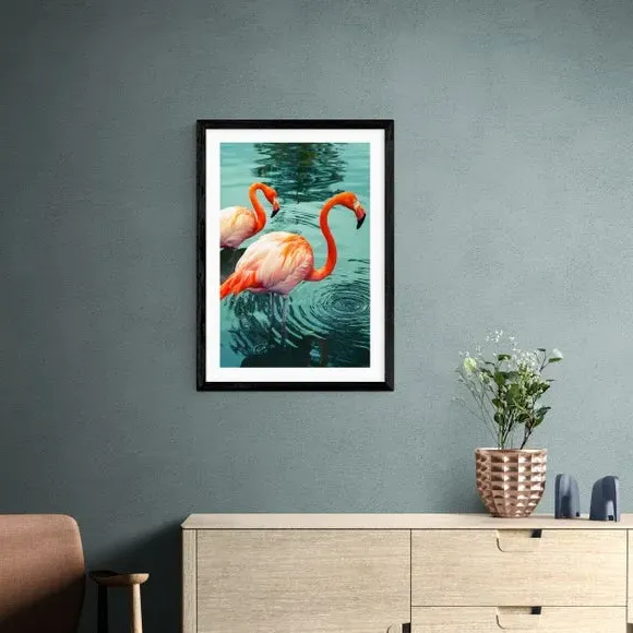 Flamingoes Wall Print - Pink, Paper
